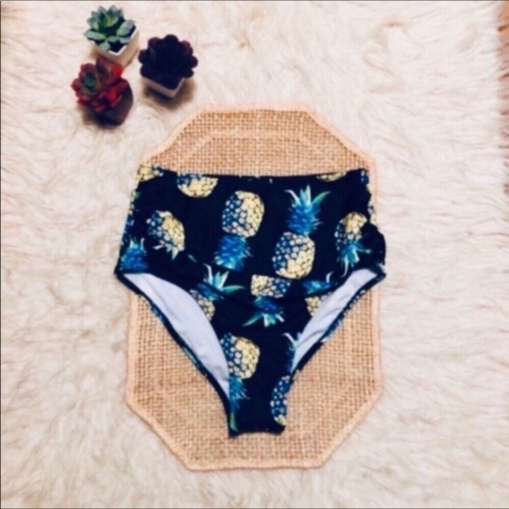 Pineapple Tropical High Waisted Bikini Bottom